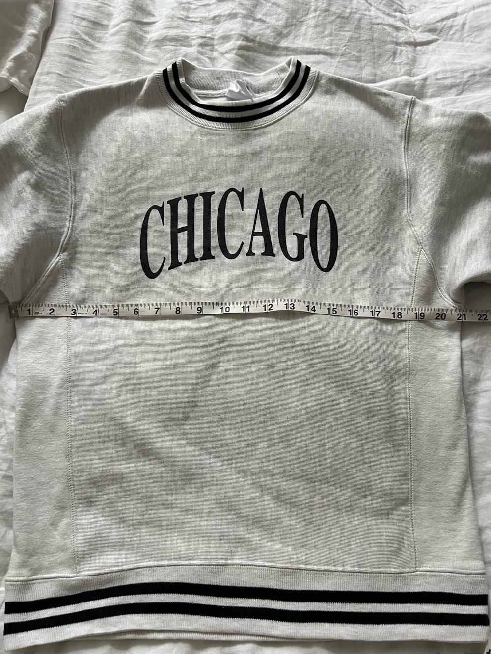 Champion Kids Chicago Crewneck Sweatshirt in White and Black